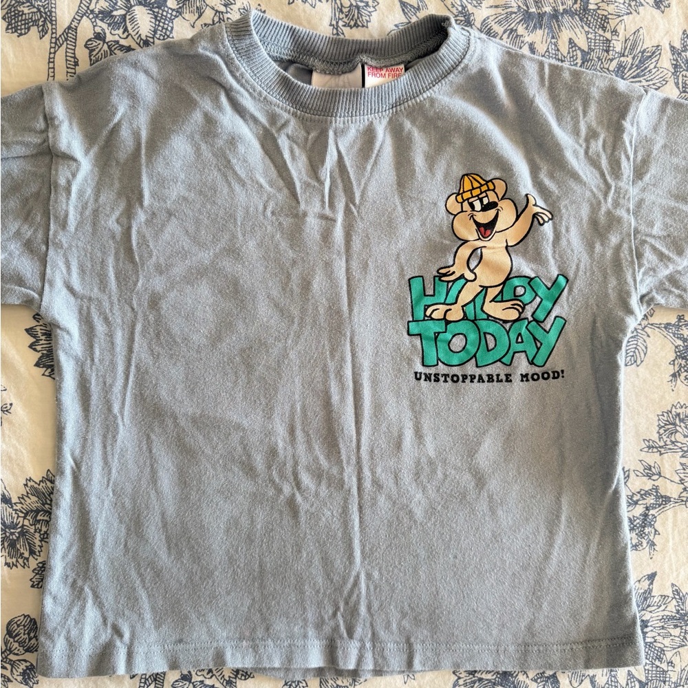 Zara Kids 'Unstoppable Mood' Graphic Tee - Light Blue